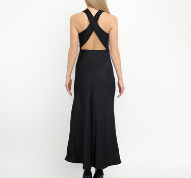 Natalia Cross  Back  Long Dress Black