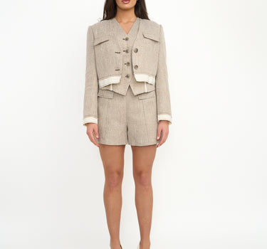 Luna Boxer Style Crop Jacket -Light Khaki