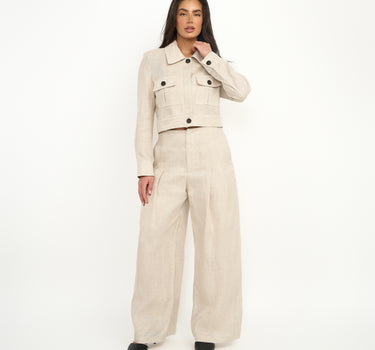 Cropped collared Jacket Cream